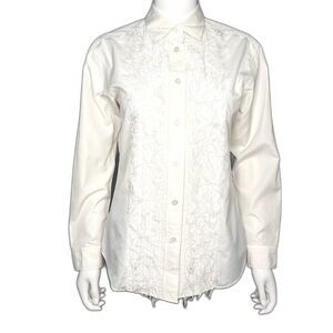 Issey Miyake Rare Eyelash Front Button-Up Tux Shirt Blouse SZ M